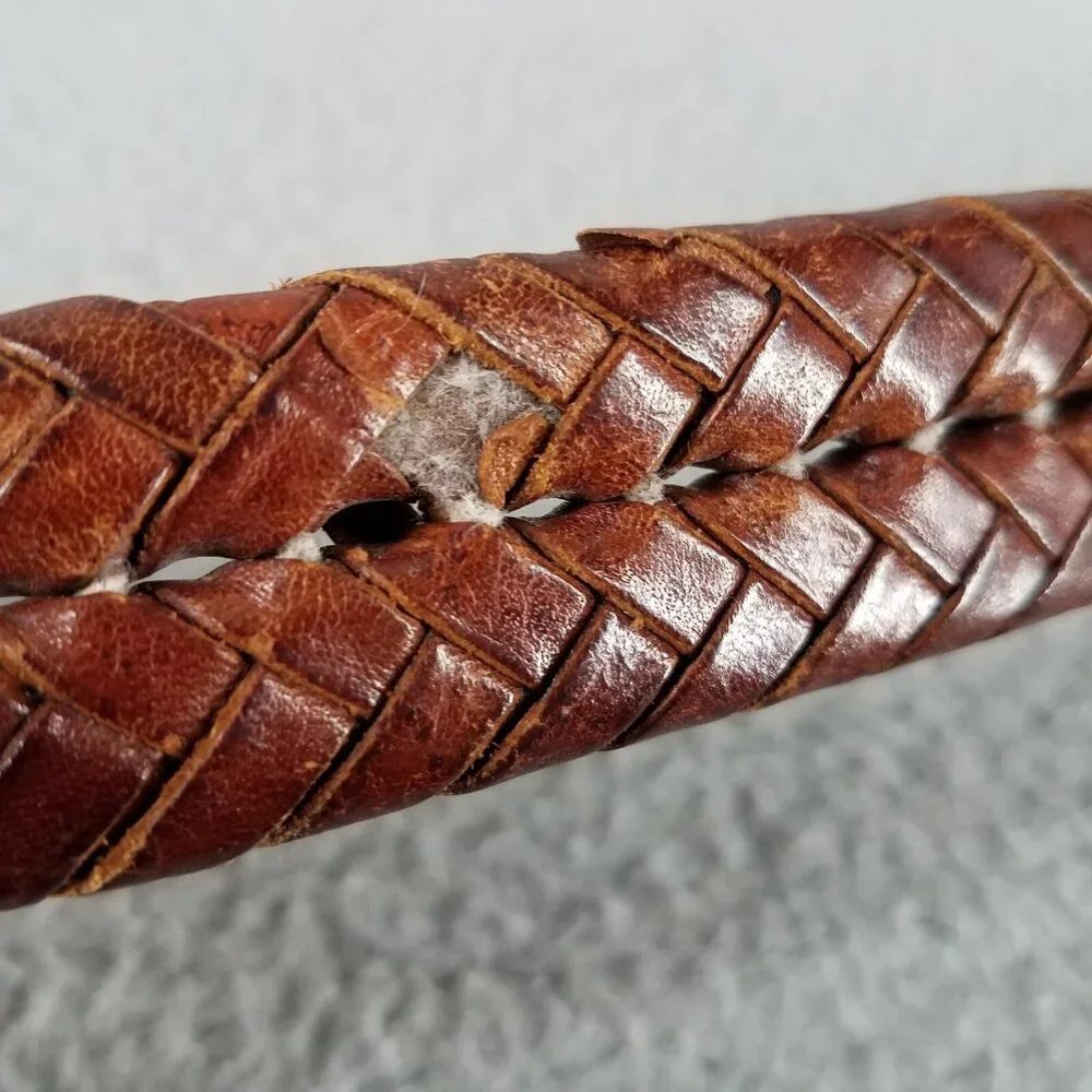 Coach Leather Belt 5922 Adult 42 Brown Braided Solid Brass Buckle Thick Classic